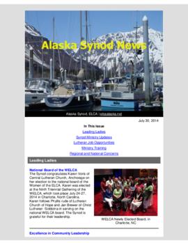 Alaska Synod News - July 30, 2014