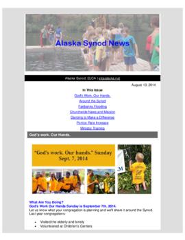 Alaska Synod News - August 13, 2014