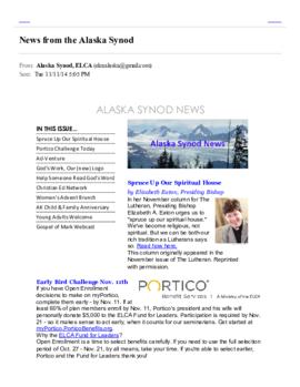Alaska Synod News - November 11, 2014