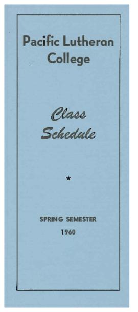 1960 Spring Class Schedule