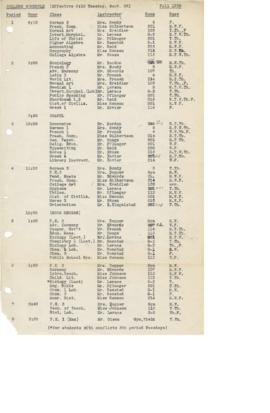 1936 Fall Class Schedule
