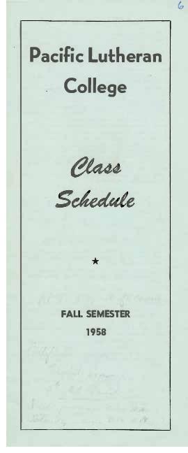 1958 Fall Class Schedule