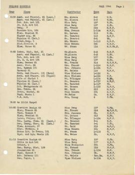 1944 Fall Class Schedule