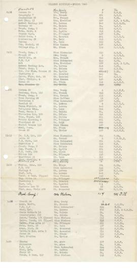 1940 Spring Class Schedule