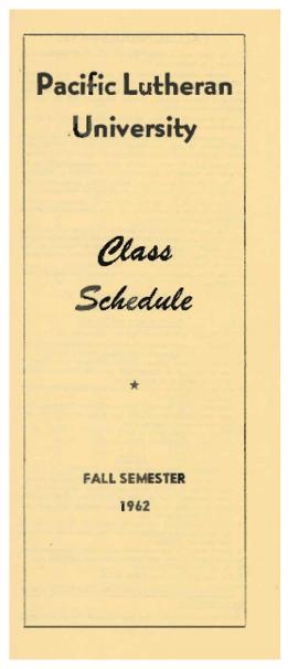 1962 Fall Class Schedule