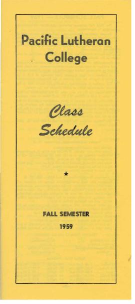 1959 Fall Class Schedule