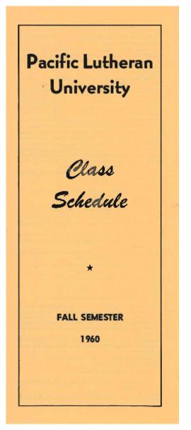 1960 Fall Class Schedule