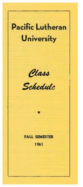 1961 Fall Class Schedule