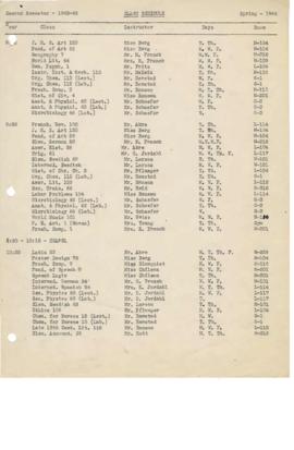 1946 Spring Class Schedule