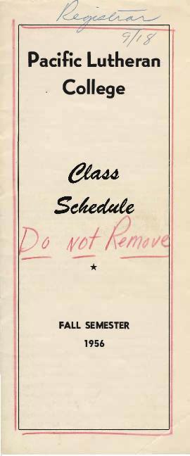 1956 Fall Class Schedule