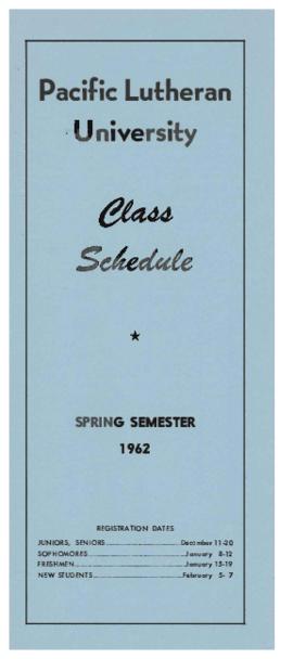 1962 Spring Class Schedule