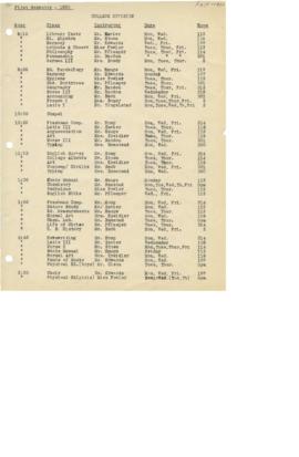 1930 Fall Class Schedule