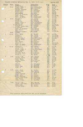1937 Spring Class Schedule
