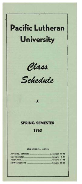 1963 Spring Class Schedule