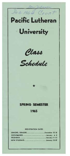 1965 Spring Class Schedule