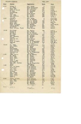1937 Fall Class Schedule